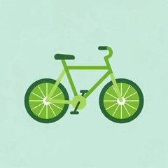 Eco-friendly green bicycle with lime wheels illustration, promoting sustainable transportation and a healthy, active lifestyle