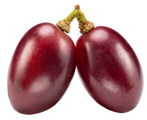 Ripe red table grape berries on white background. Cut out PNG file.