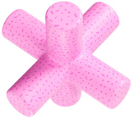 3D Playful pink shape, creative graphic abstract form isolated clipart. Render of geometric modern y2k illustration