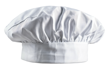 Classic tall white chef's hat with pleats and band