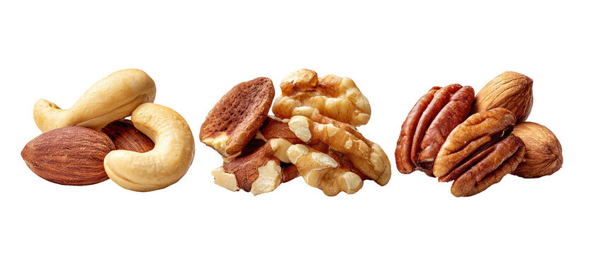 Assortment of mixed nuts including cashews, almonds, walnuts, and pecans