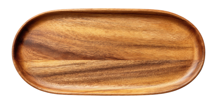 Oval wooden tray with natural grain pattern and smooth polished finish