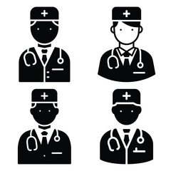 doctor  icon vector set and silhouette collection.