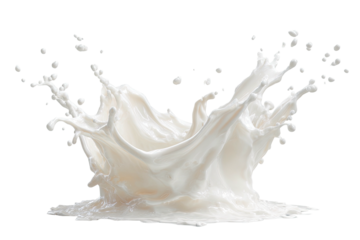 White liquid splashing upwards in a dynamic crown shape