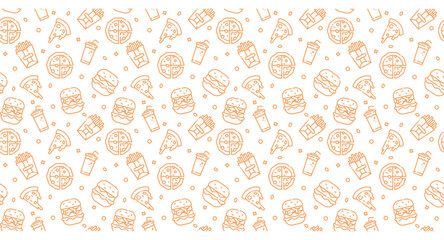 yellow junk food, fast food, food seamless pattern background