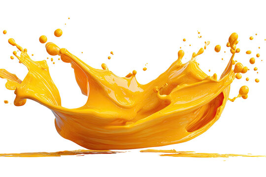 Vibrant orange liquid splashing upwards against a black background - Powered by Adobe