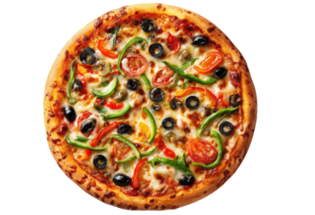 A delicious, vibrant veggie pizza with a golden crust and melted cheese