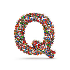 A letter Q made of colorful confetti