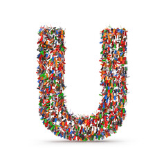 A letter U made of colorful confetti