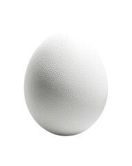 A single, textured white egg isolated on a black background