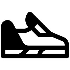 Running shoes. Outlined stroke vector icon with black-filled details.