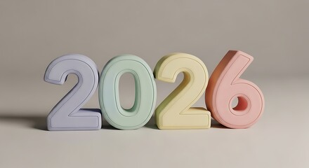 Pastel 2026 Numbers - A Colorful Vision of the Future Year.