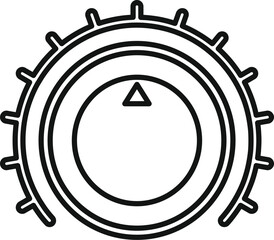 Round rotating switch button with a triangular pointer is adjusting volume or level