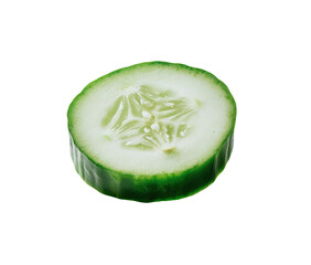 Cross-section of a fresh, green cucumber on a black background