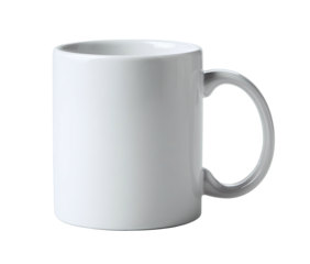 Plain white ceramic mug with a handle