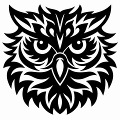 Tribal Owl Head Mascot with War Paint and Sharp Beak Graphic Illustration