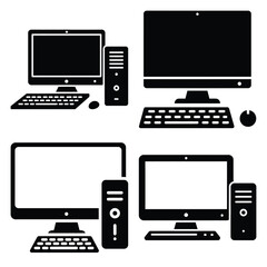 computer  icon vector set and silhouette collection.