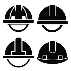 construction helmet  icon vector set and silhouette collection.