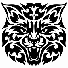 Aggressive Tribal Tattoo Design of a Raccoon Head