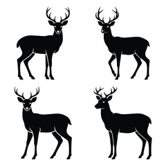 deer  icon vector set and silhouette collection.