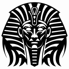 Majestic Ancient Egyptian Pharaoh Mask Symbol with Stylized Tribal Art Design