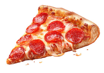 Delicious slice of pepperoni pizza with melted cheese and crispy crust