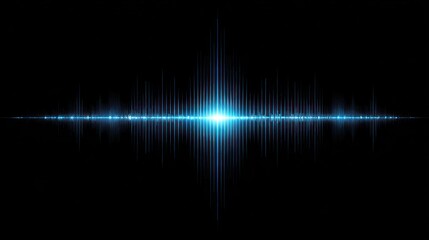 Abstract blue light wave sound frequency data on transparent background