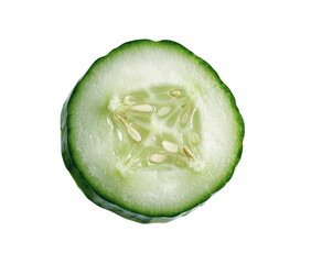 Close-up of a crisp, sliced cucumber on a black background