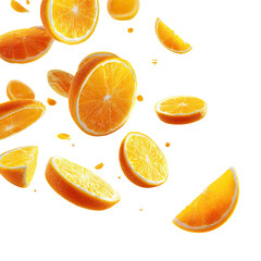 Sliced citrus fruit pieces bursting with vibrant orange color