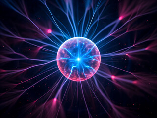 Mesmerizing plasma ball displaying electric arcs and energy streams against a dark background