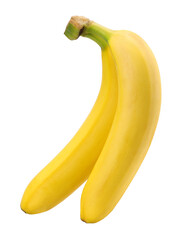 Two bananas isolated, transparent PNG, PNG format, cut out.