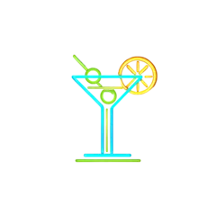 Wandcirkels Bar Glowing martini glass with garnish on a dark background  © Pisang