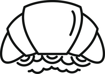 Minimalist line art depicting a croissant placed on a napkin, ideal for bakery, cafe, or breakfast themed designs