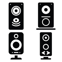 podcast  icon vector set and silhouette collection.