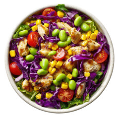 Delicious grilled chicken salad with colorful vegetables