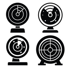 radar  icon vector set and silhouette collection.