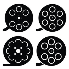 film reel  icon vector set and silhouette collection.