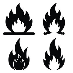 fire  icon vector set and silhouette collection.