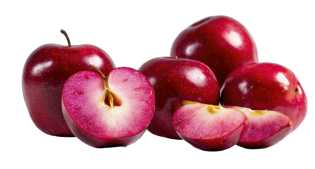 Vibrant red fruits, one sliced revealing juicy pink interior