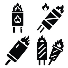 fireworks  icon vector set and silhouette collection.