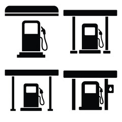 gas station  icon vector set and silhouette collection.