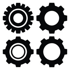 gear  icon vector set and silhouette collection.