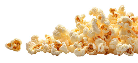 Light yellow, fluffy popcorn piled on a dark background