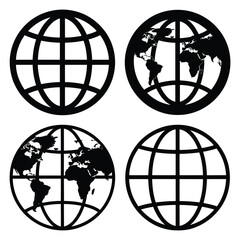 globe network  icon vector set and silhouette collection.