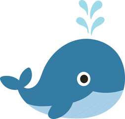 Cute cartoon whale vector illustration. Adorable sea animal character for kids, marine, or ocean theme.