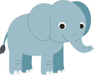 Cute cartoon elephant vector illustration. Adorable gray animal character for kids and safari design.