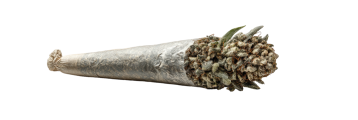 Hand-rolled herbal cigarette filled with dried plant material