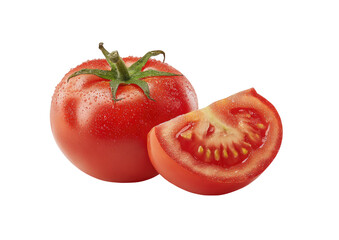 Fresh red tomato with a slice revealing juicy interior