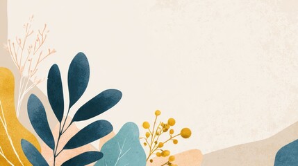 Abstract botanical illustration with watercolor style and copy space on a transparent background