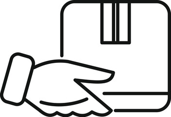Line drawing of a courier hand delivering a parcel box, representing shipping and logistics